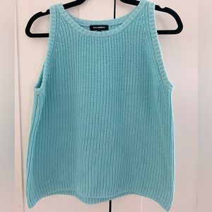 525 America Size S Teal Colored Knitted Sleeveless Sweater Tanktop, 100% Cotton